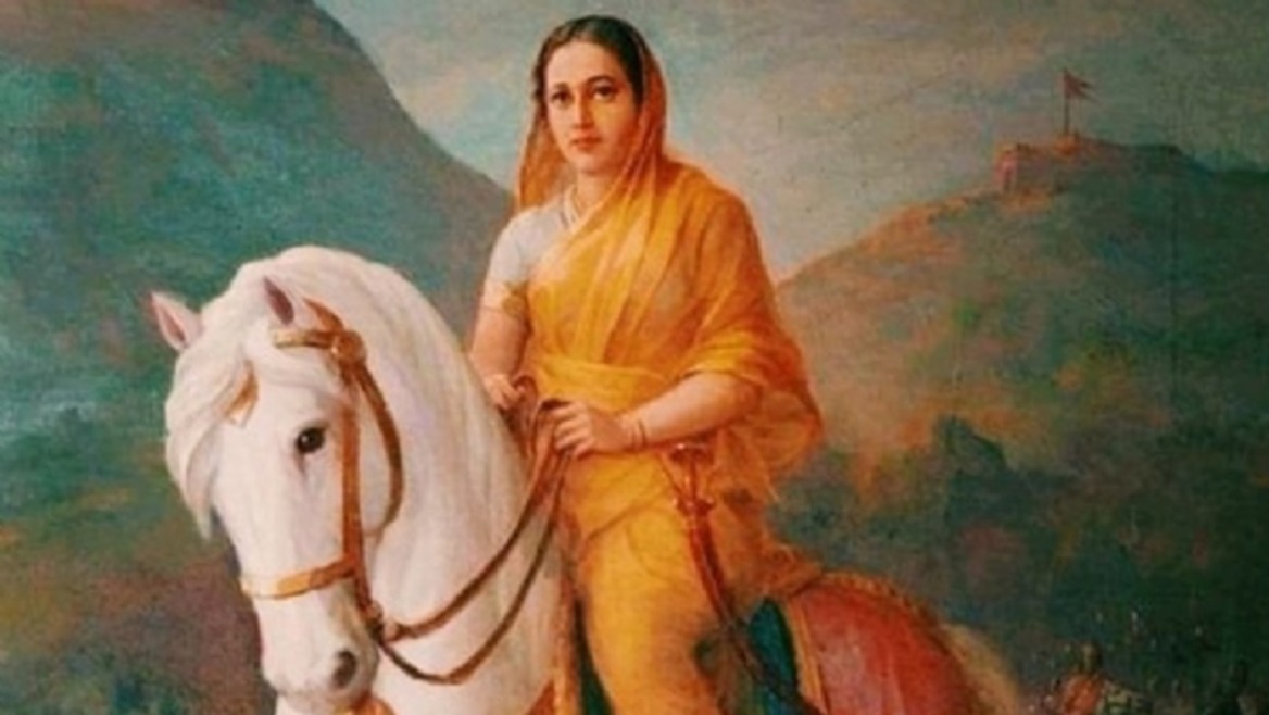 “Portrait of Maharani Tarabai, a prominent Maratha queen and warrior of the 17th century, dressed in traditional attire with a regal demeanor.”